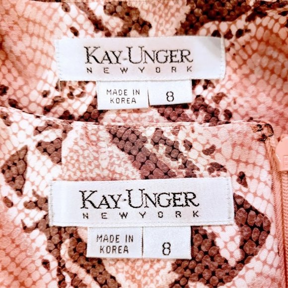 KAY UNGER Dress Blazer Suit Set, Pink Black 100% Silk Snakeskin Pattern Career 8 - Picture 7 of 15